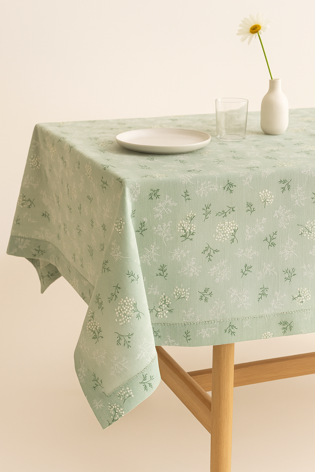Refined Korean-Style Cotton Tablecloth with Daisy Pattern - view 2