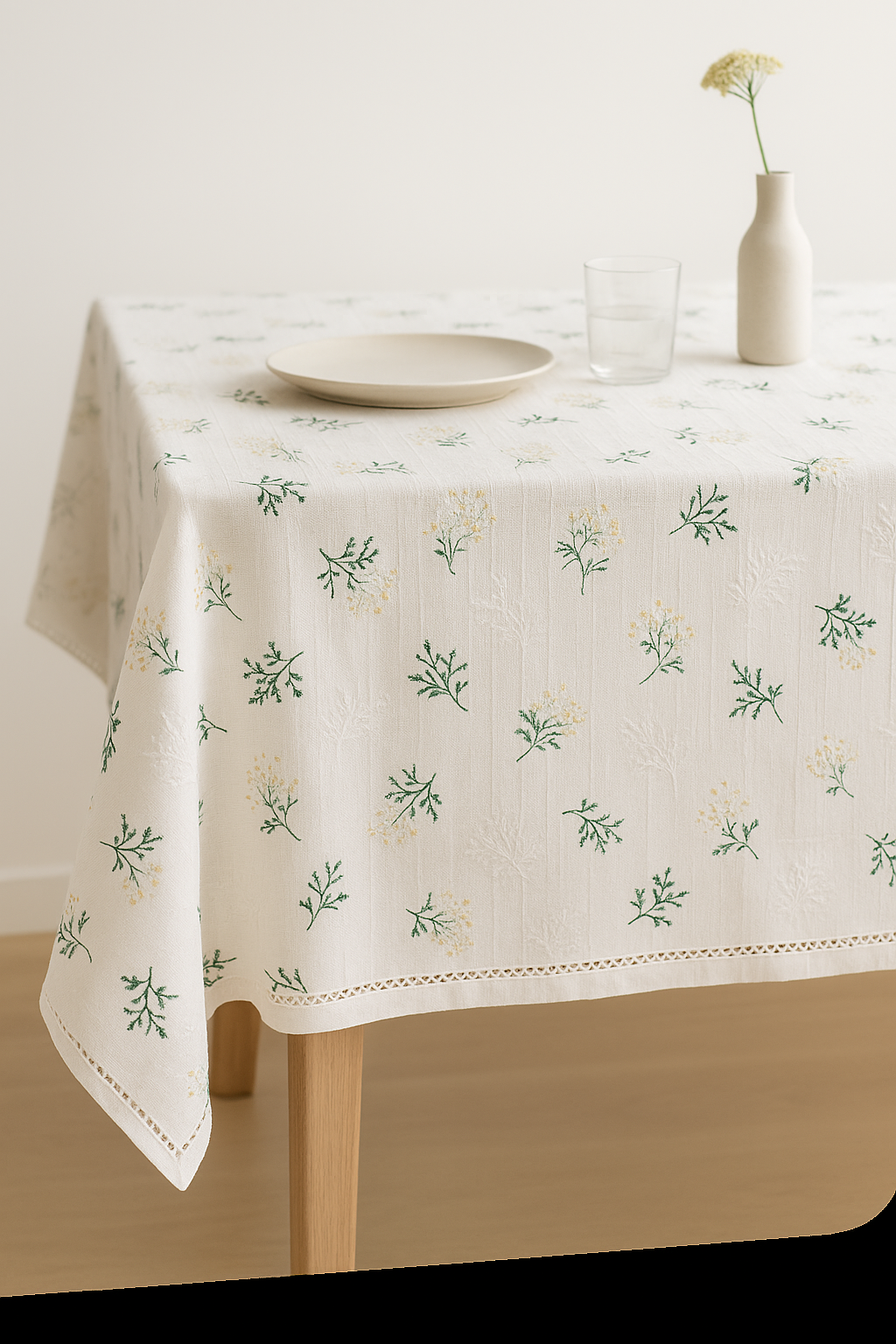 Korean-Style Daisy Cotton Tablecloth for Dining Tables - view 2