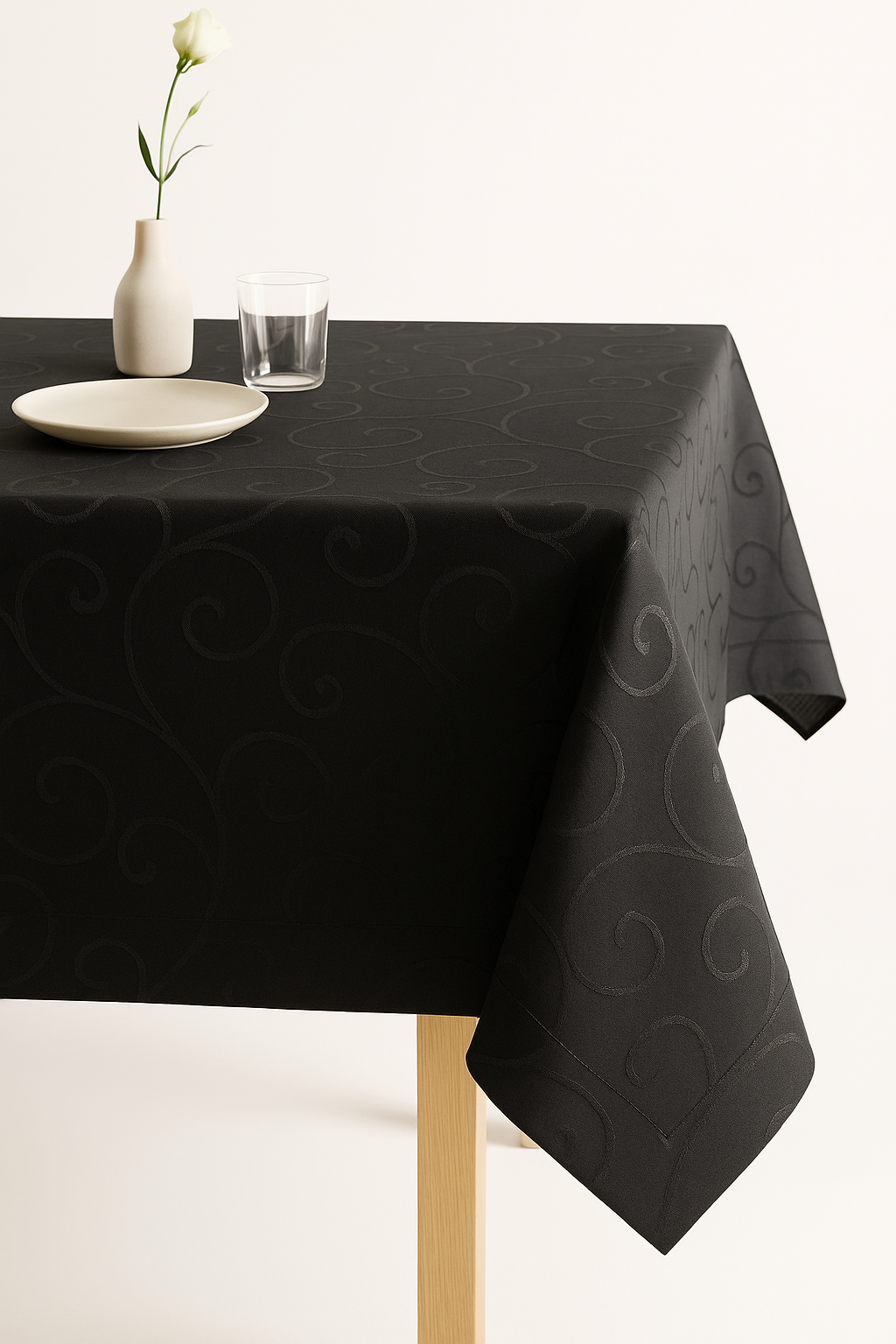 Beige floral showered tablecloth waterproof easy kitchen maintenance - view 2