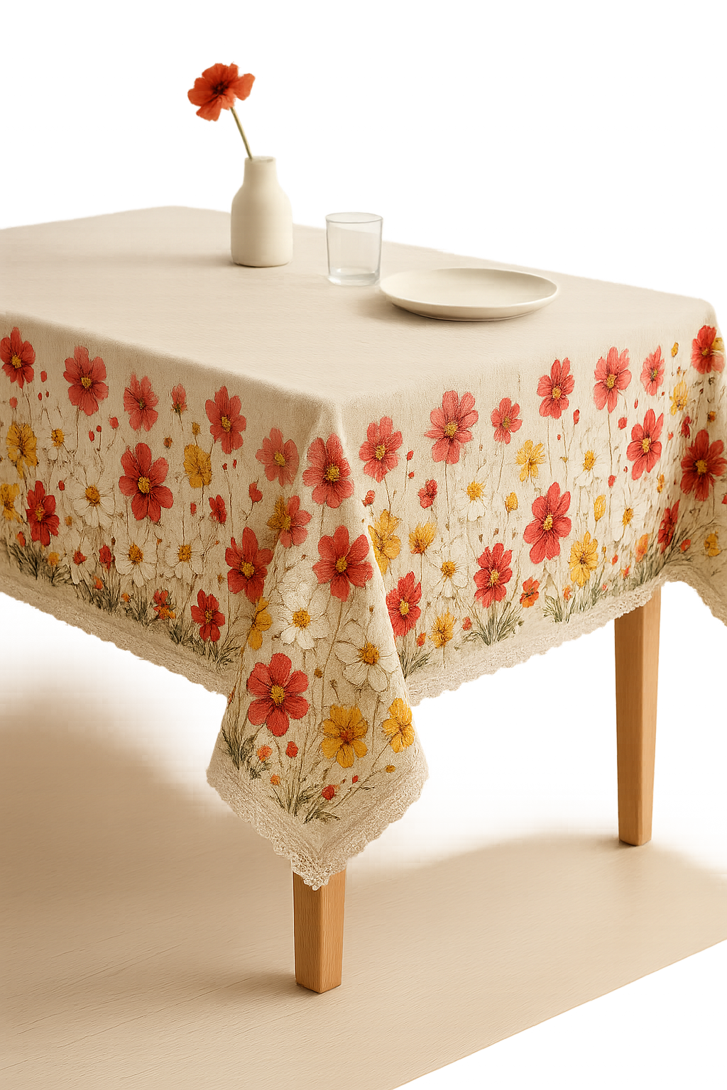 Floral tablecloth pastoral style polyester festooned edge waterproof - view 2