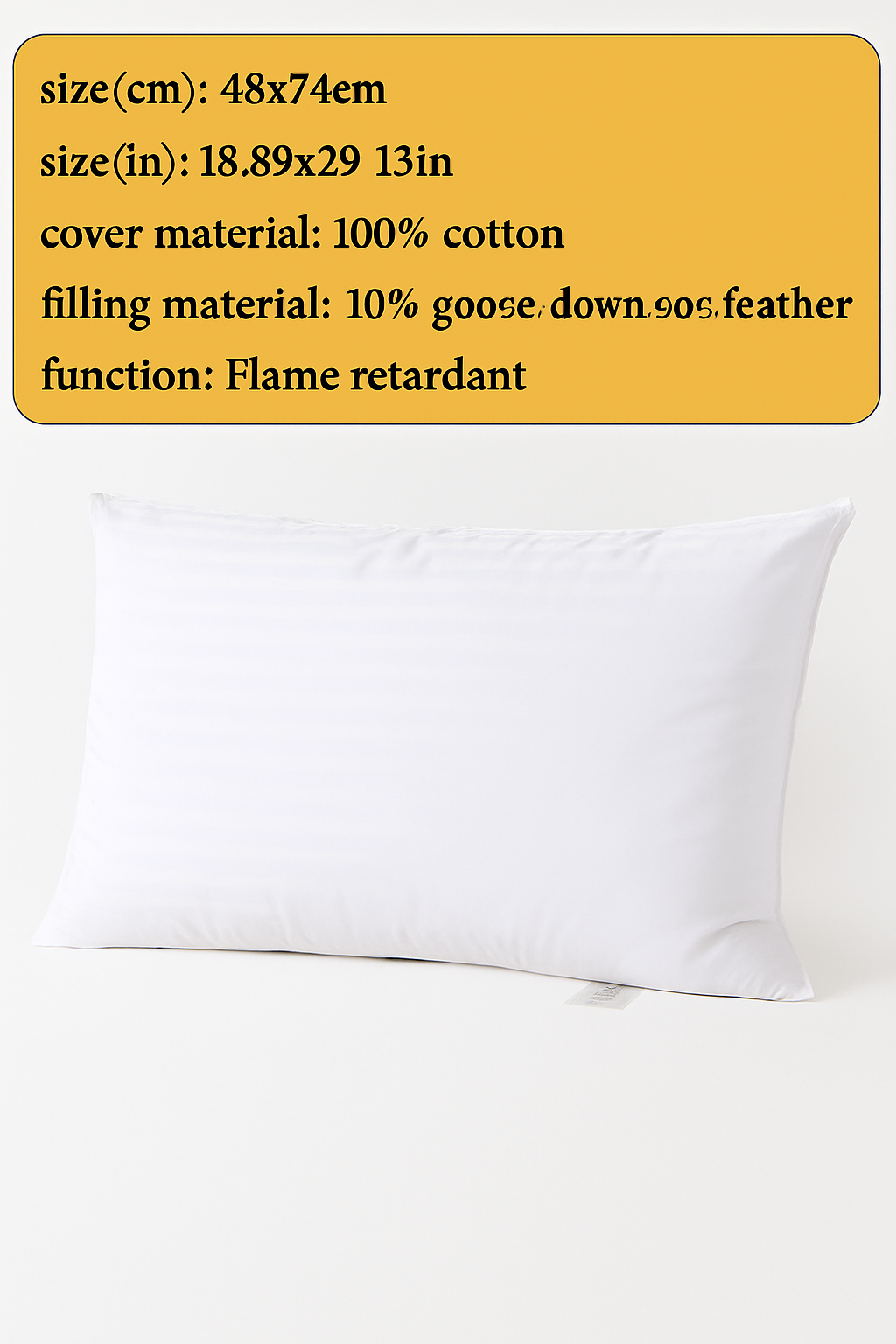 Flame retardant pillow in goose down with cotton duvet - view 3