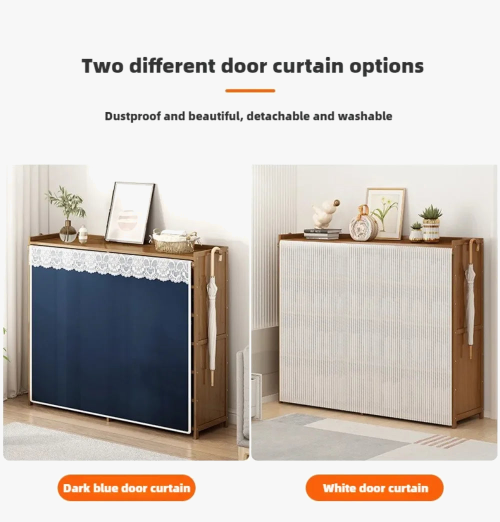 Dust curtain shoe door organizer for storage - view 5
