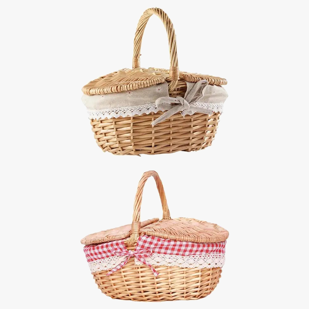 Wicker picnic basket hand woven for outdoor