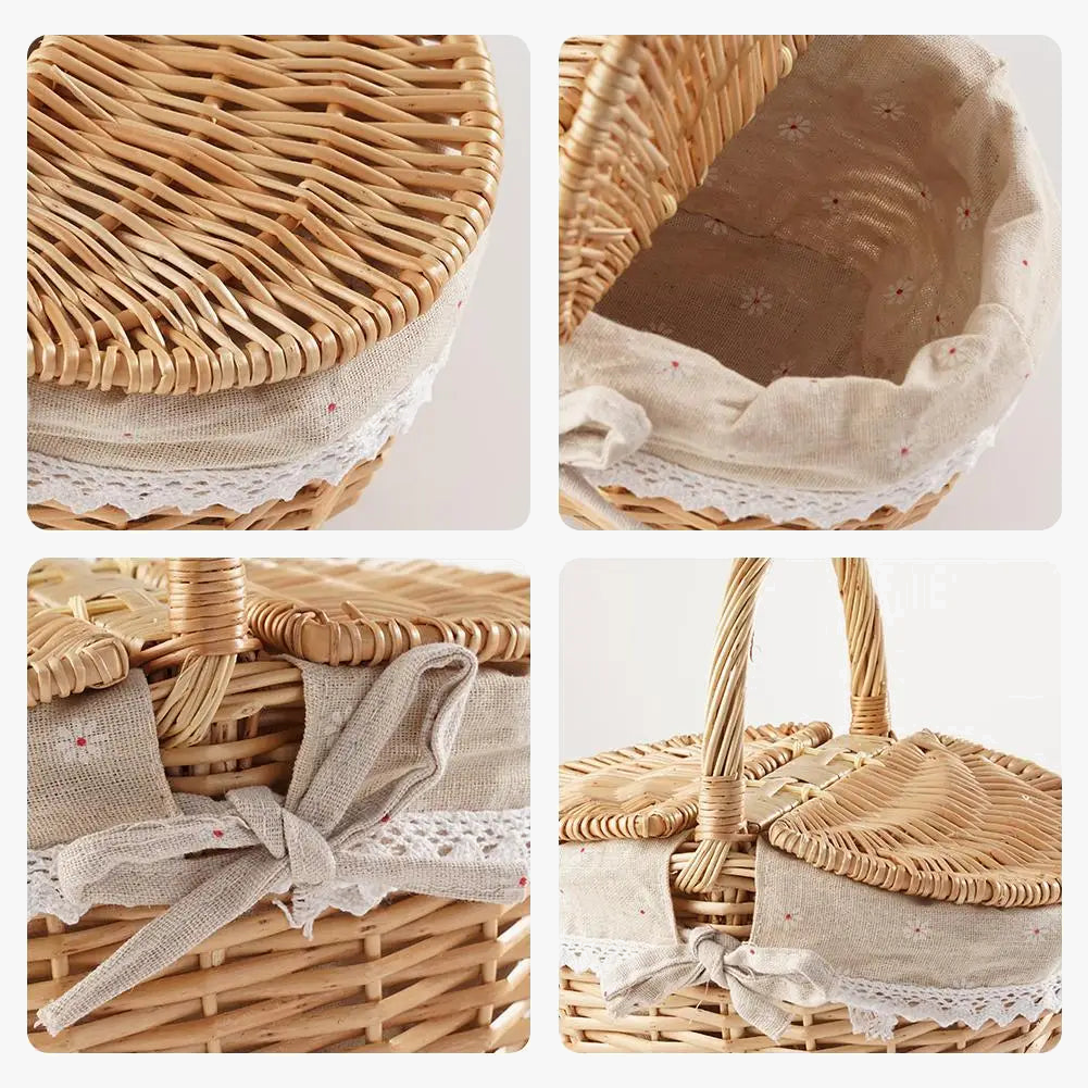 Wicker picnic basket hand woven for outdoor - view 4