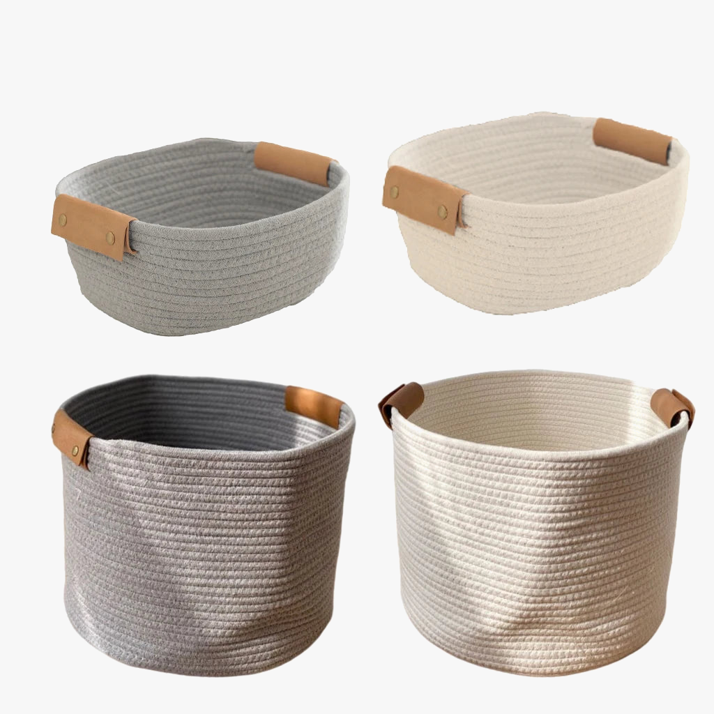 Rope storage basket for toys and baby laundry