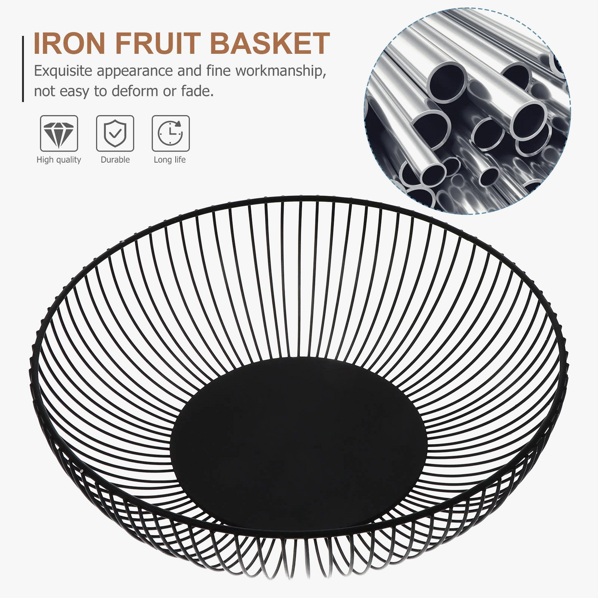 Wrought iron storage basket for rustic decor - view 3