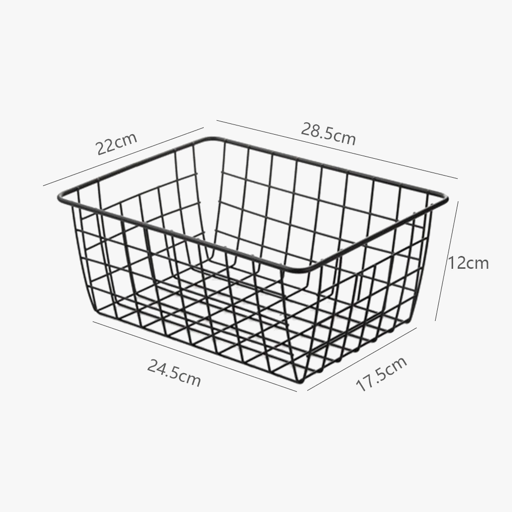 Metal wire storage basket with forged iron handle - view 6