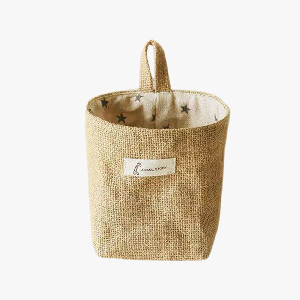 Storage basket in jute cotton and linen with handle - view 6