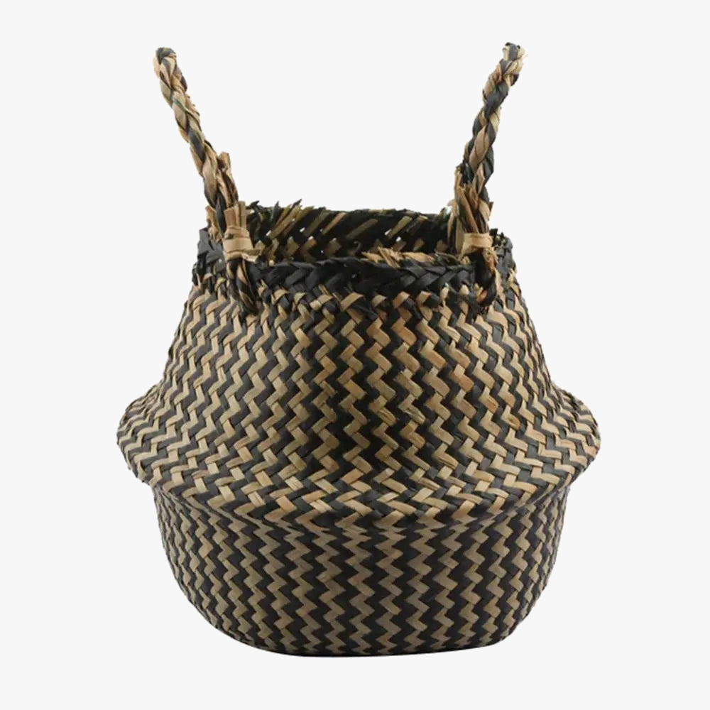 Straw storage basket with foldable handle for flowers and linen - view 7