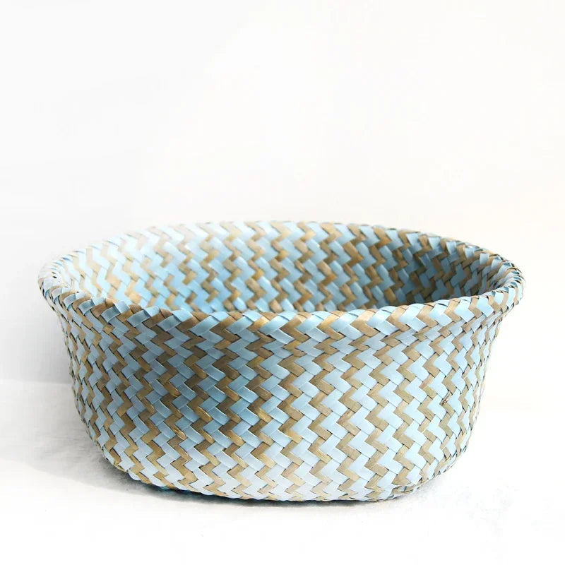Foldable wicker storage basket handmade patchwork seagrass - view 6