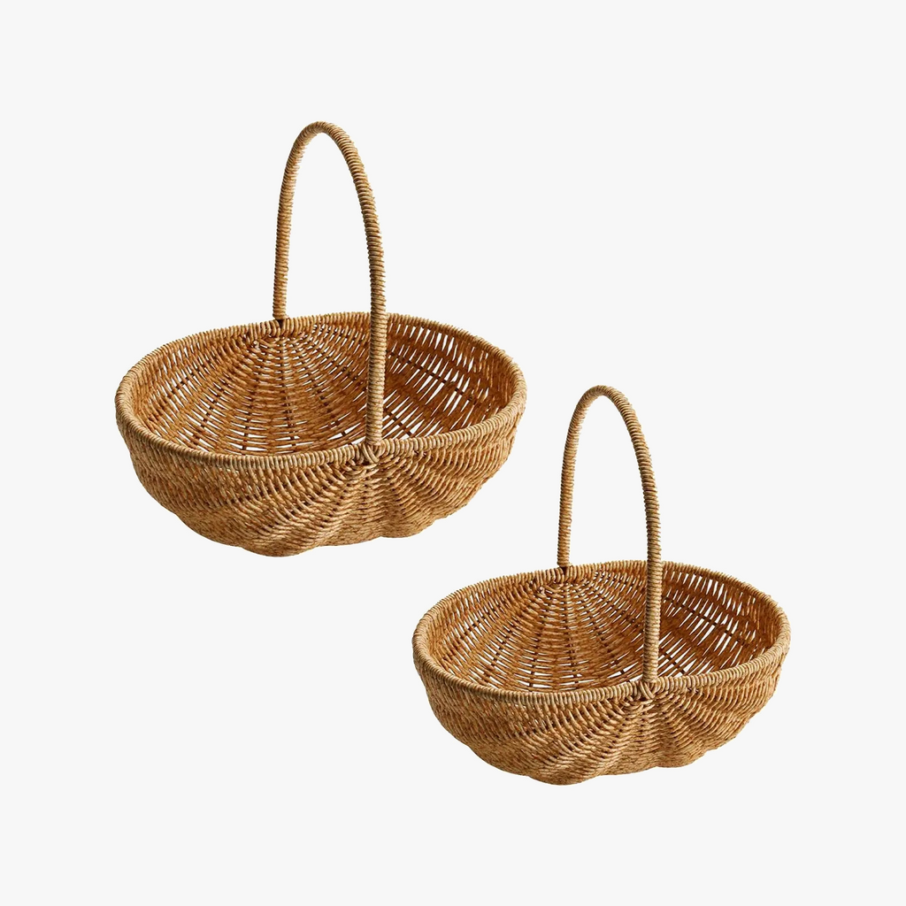 Portable storage basket for picnic and rustic flowers