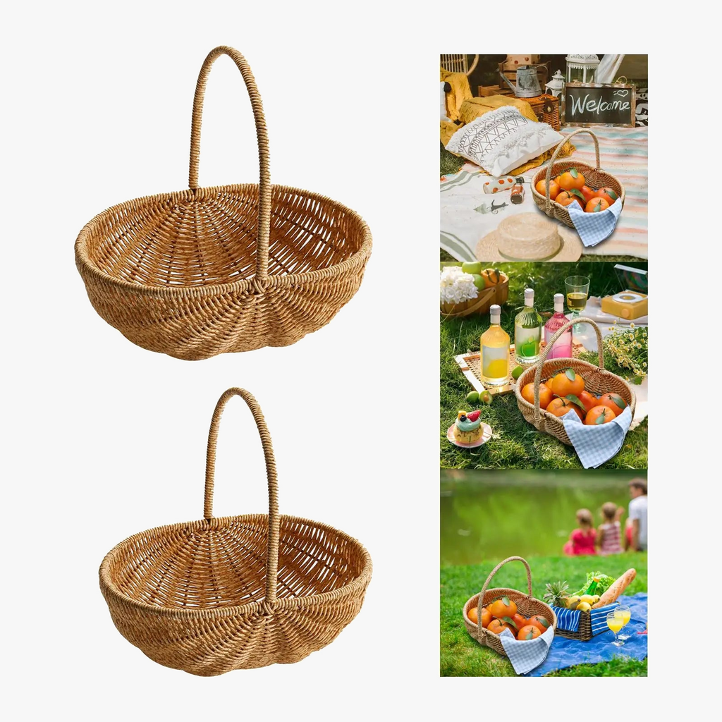 Portable storage basket for picnic and rustic flowers - view 5