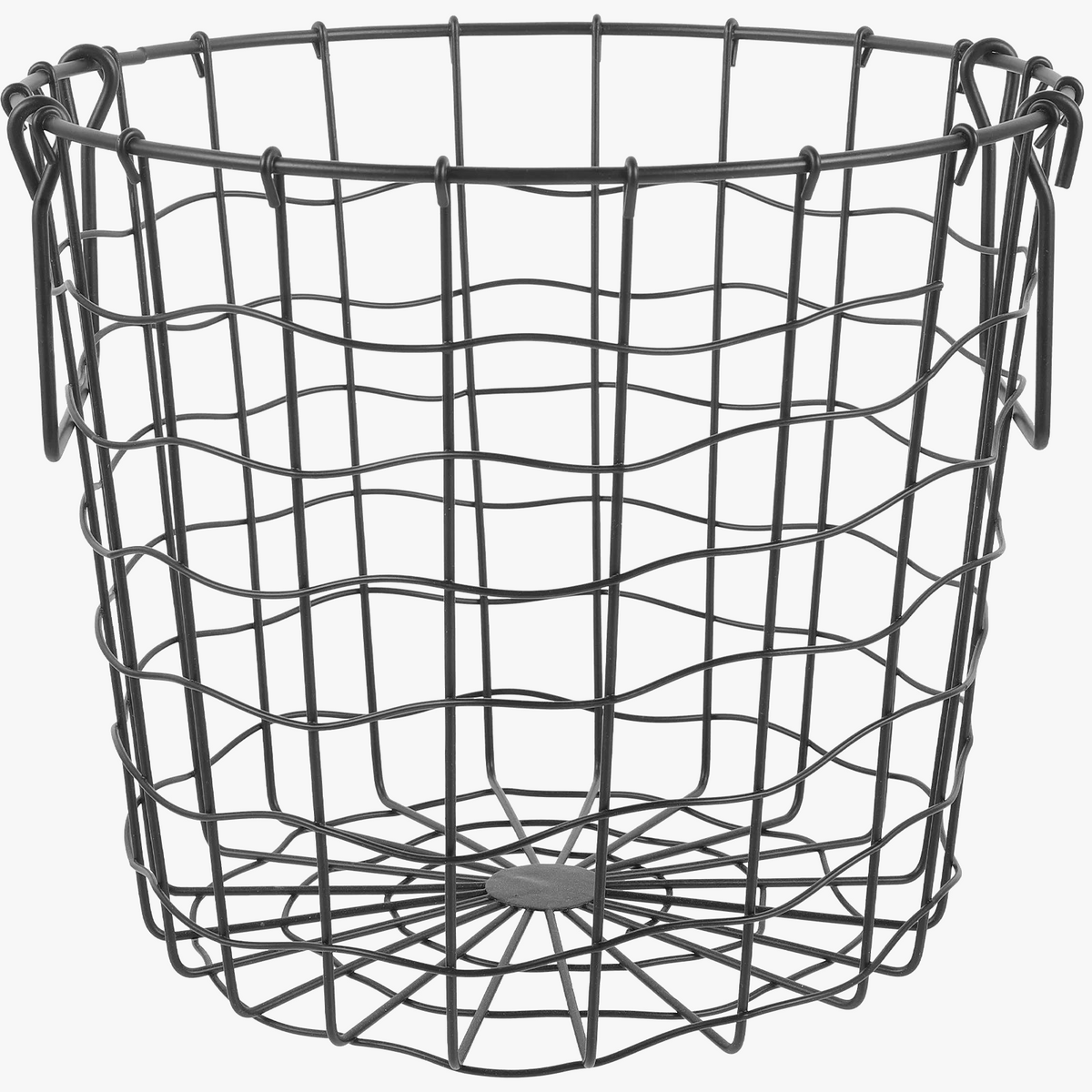 Round iron storage basket for firewood