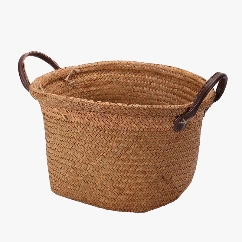 Foldable hand woven wicker and sea-ring storage basket - view 5
