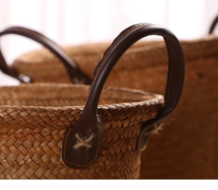 Foldable hand woven wicker and sea-ring storage basket - view 6