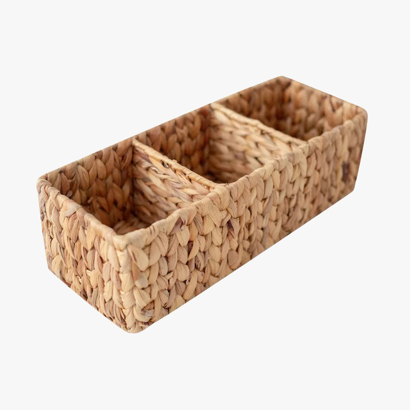 Hand woven storage basket three compartments in rattan - view 5