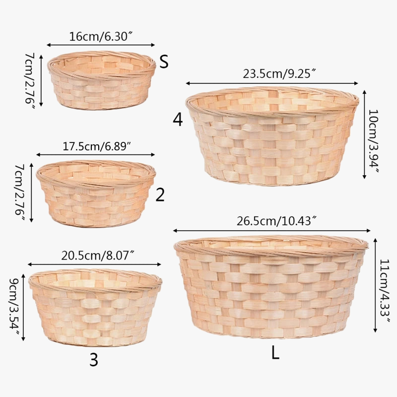 Basket made of woven bamboo for vegetable fruits and snacks - view 4