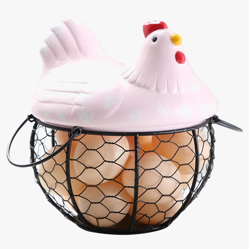 Ceramic basket for eggs and fruit with decorative hen - view 3