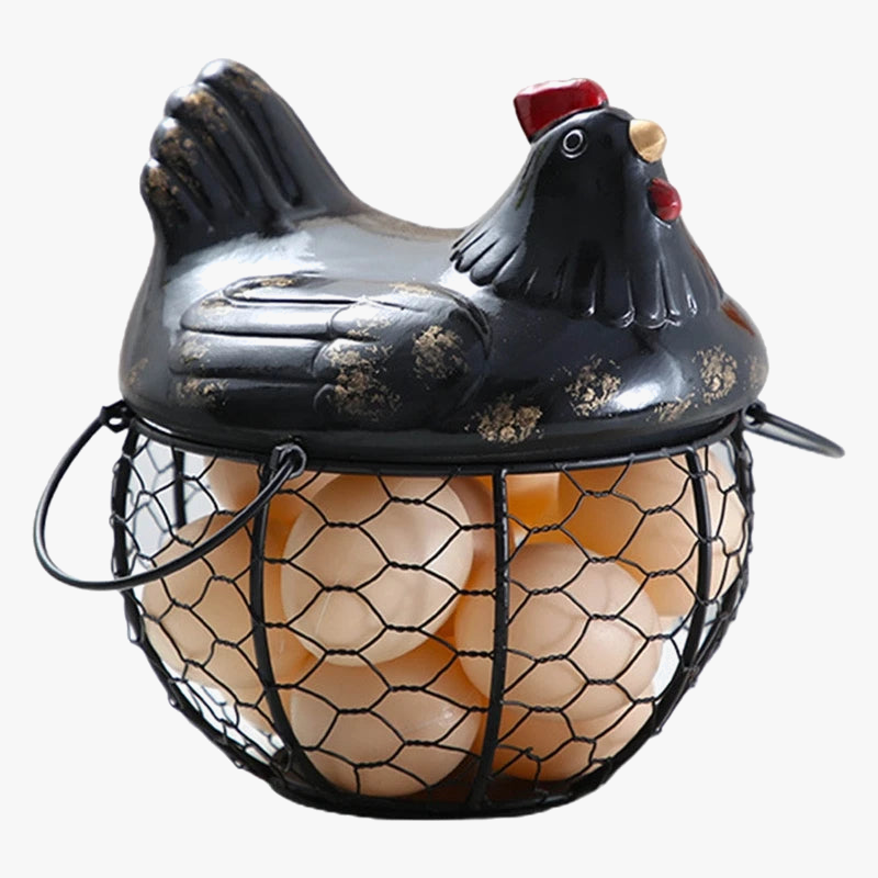 Ceramic basket for eggs and fruit with decorative hen - view 6