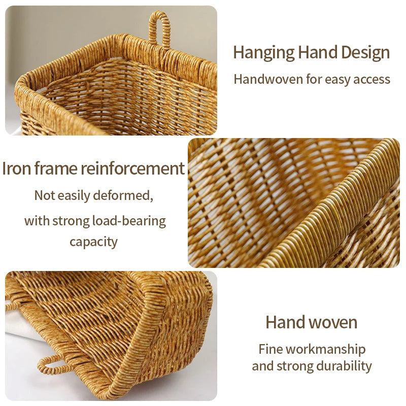 Wicker basket wall storage organizer woven for vegetables - view 6