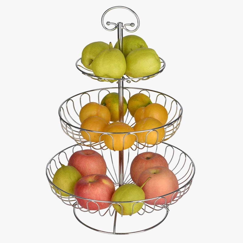 Three-level decorative and practical iron fruit basket