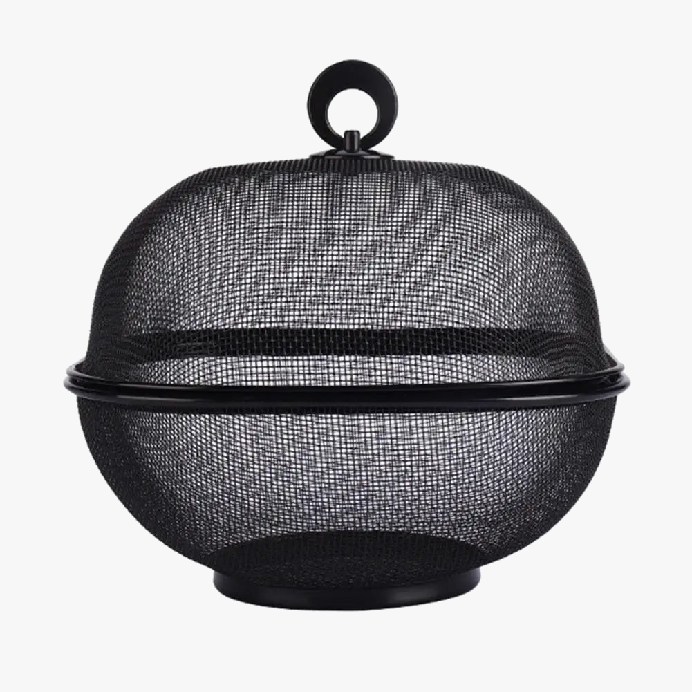 Mesh fruit basket with anti fly cover in stainless steel - Black
