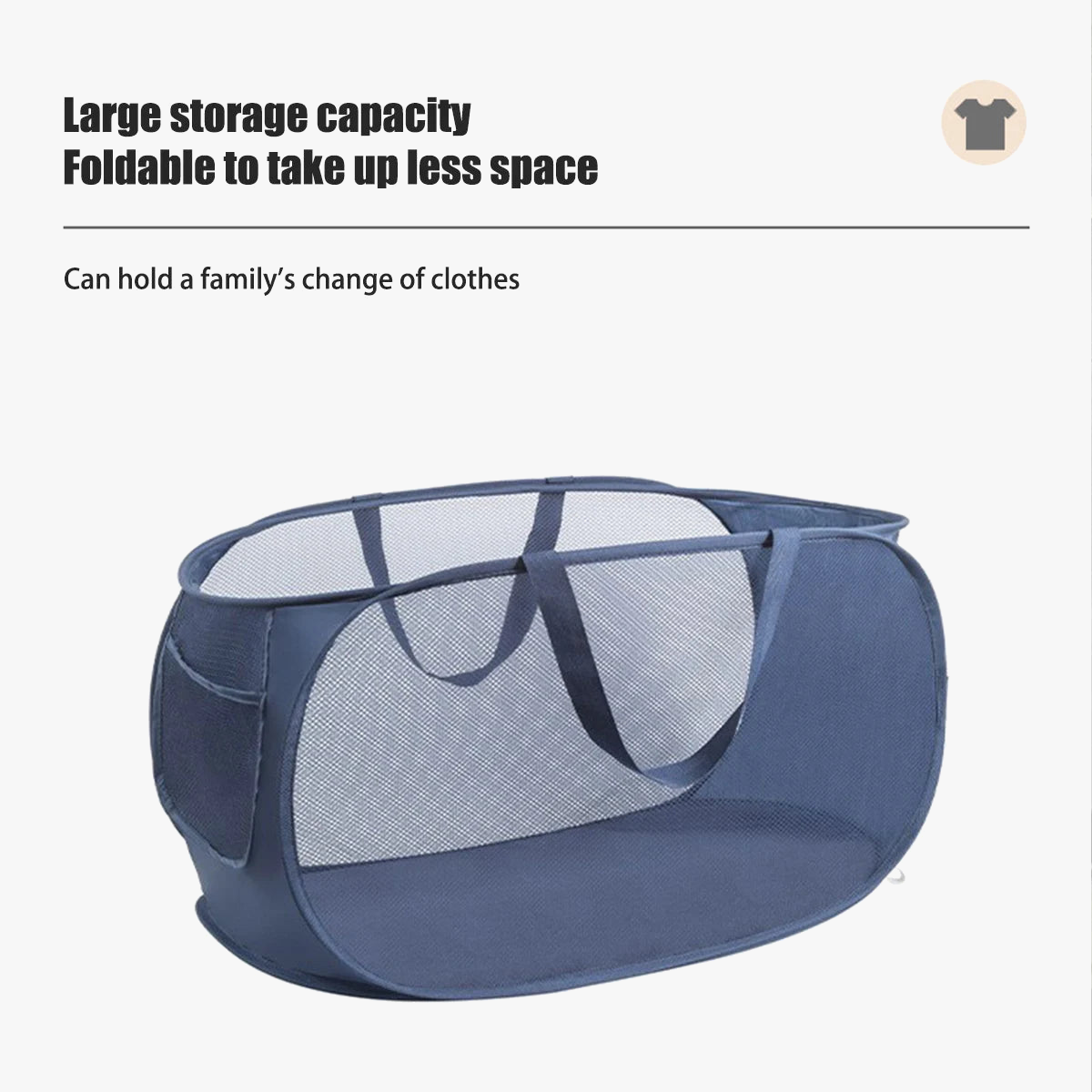Foldable linen basket with practical handles and pockets - view 2