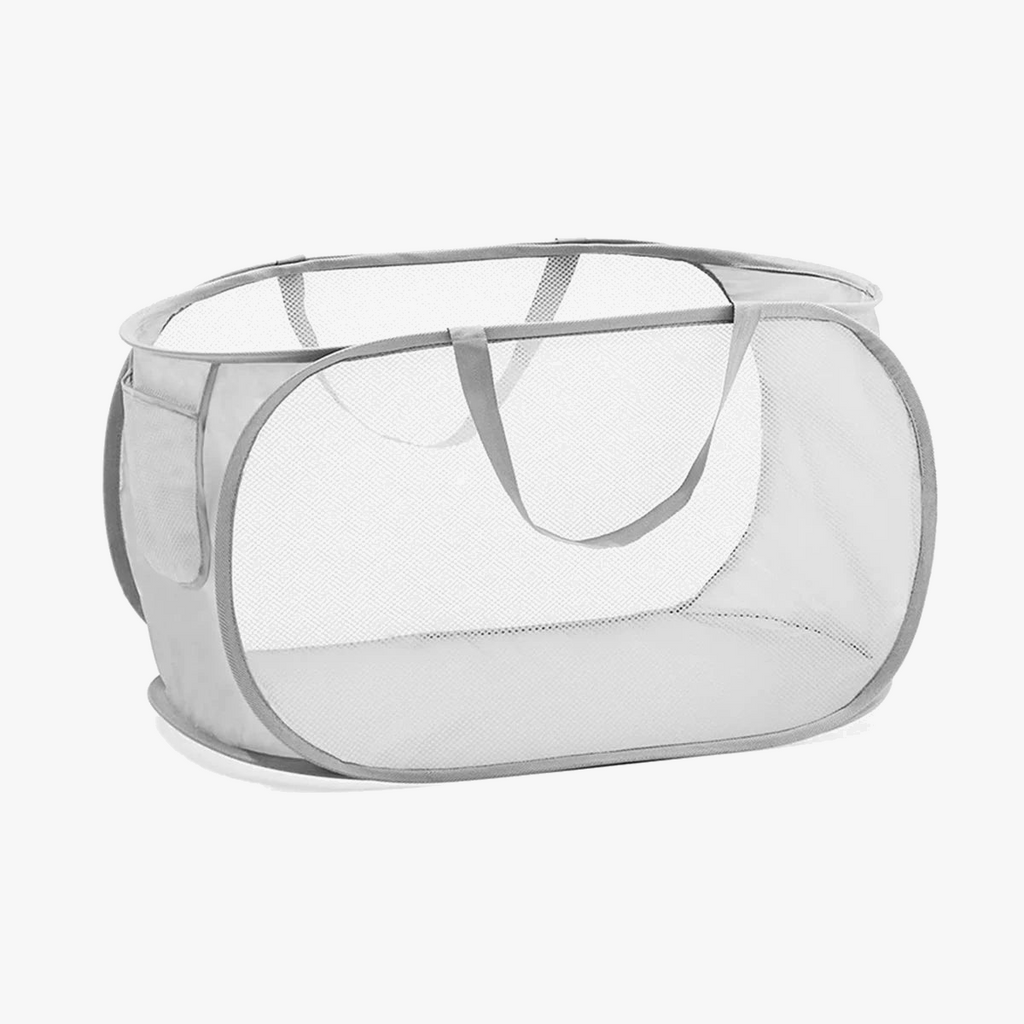 Foldable linen basket with practical handles and pockets - view 7