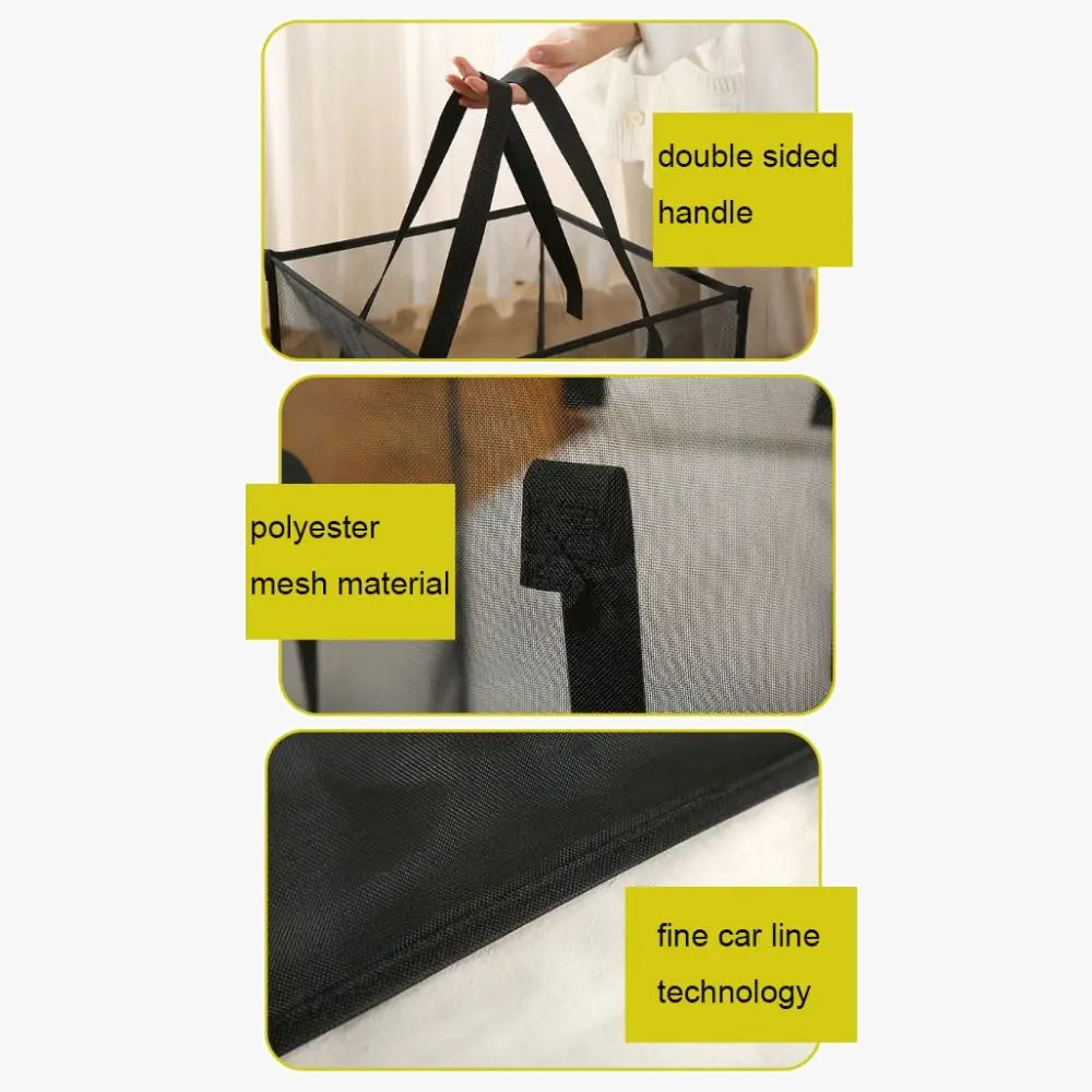 Large capacity foldable linen basket with handles - view 2