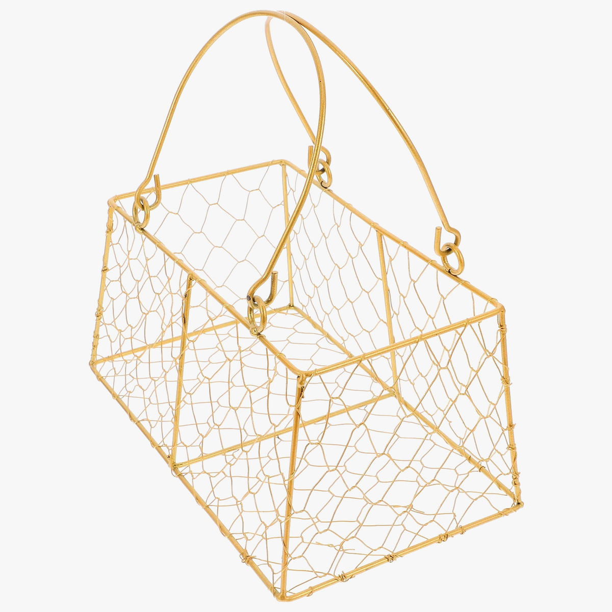 Hand basket metal for wedding with decorative handle