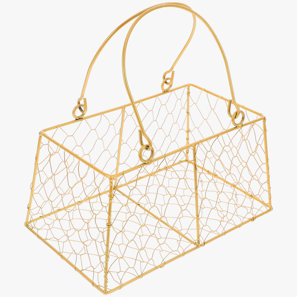 Hand basket metal for wedding with decorative handle - view 3