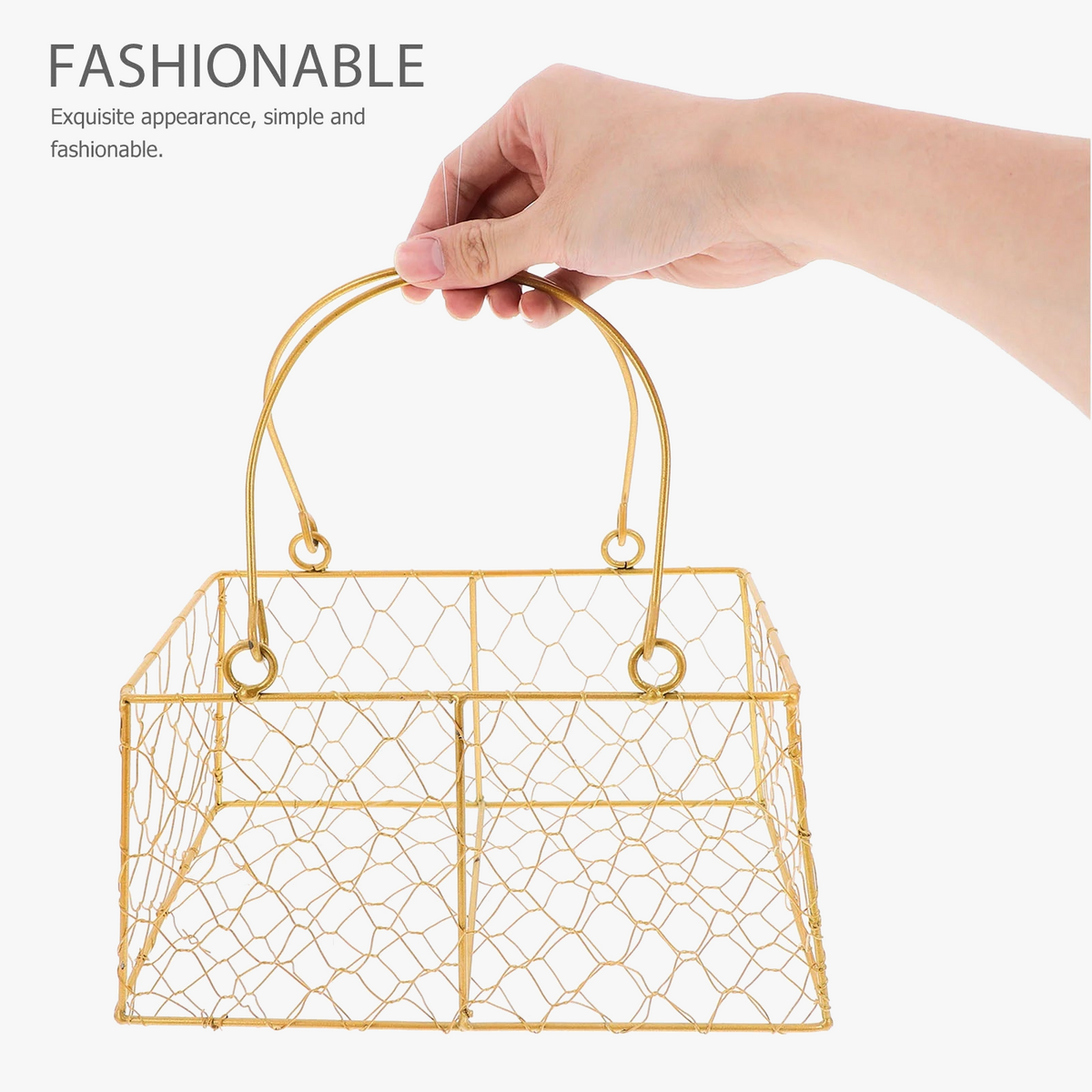 Hand basket metal for wedding with decorative handle - view 4