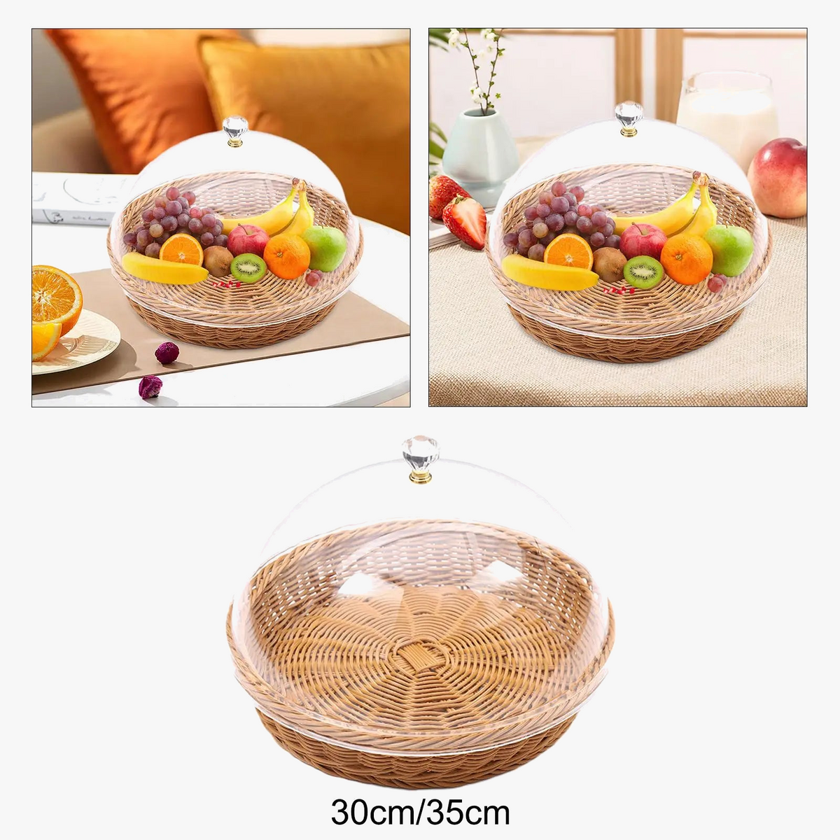 Woven bread basket with lid for service and fruit - view 4