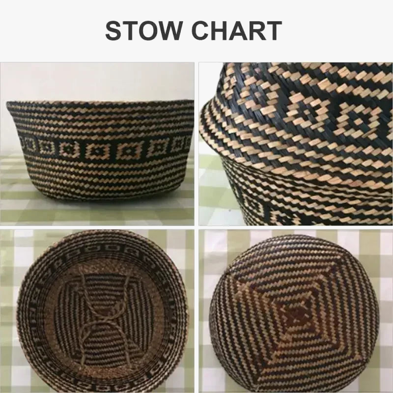 Folding rattan basket for storage and decoration - view 2
