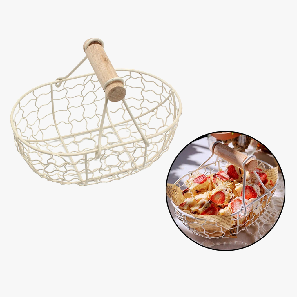 Retro metal basket with wooden handle for fruits and vegetables - view 8