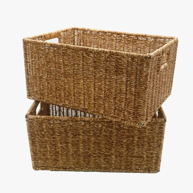 Rectangular rattan basket for various storage
