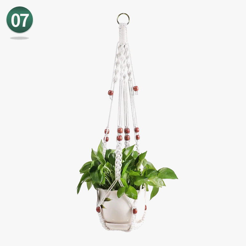 Macrame hanging basket for artisanal plants interior decoration - view 8