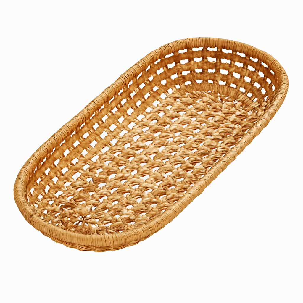 Hand woven basket for storing bread and fruit