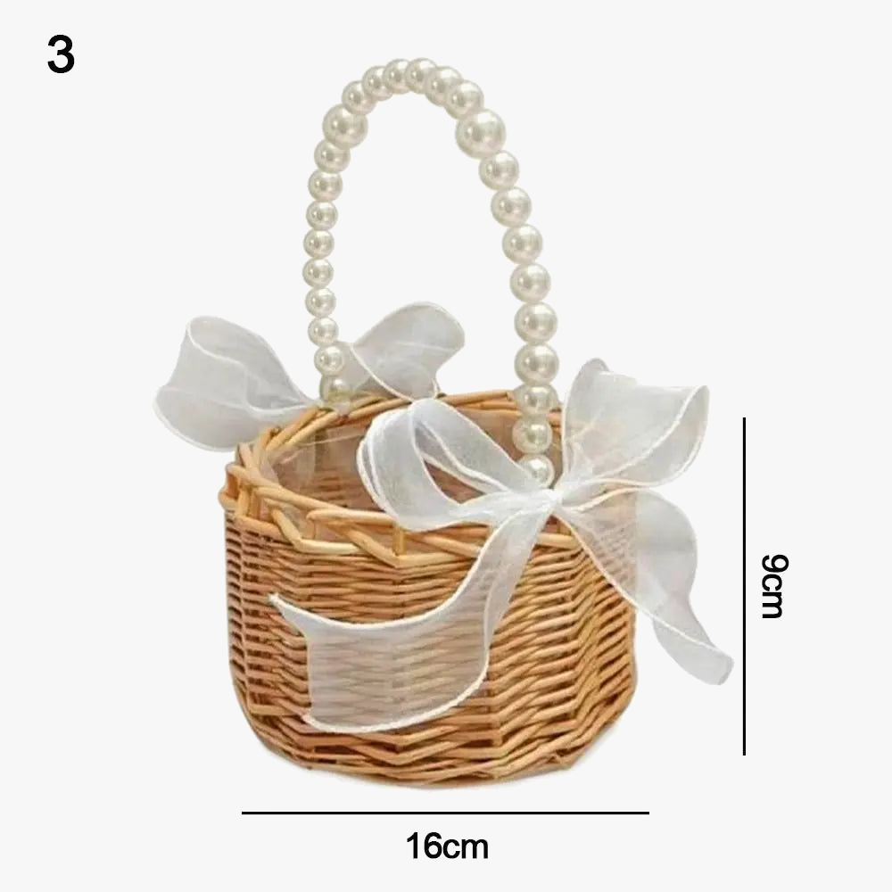 Braided basket in half-moon rattan with robust handle - view 7