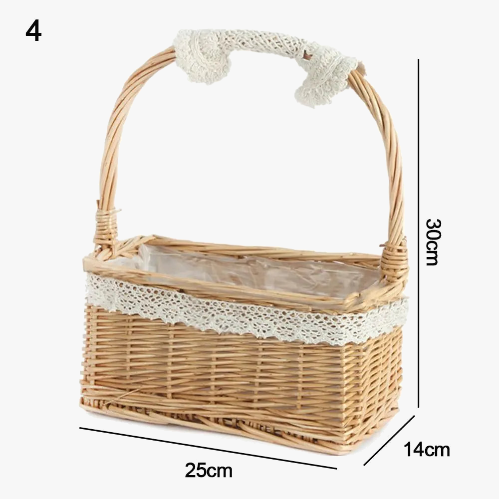 Braided basket in half-moon rattan with robust handle - view 8