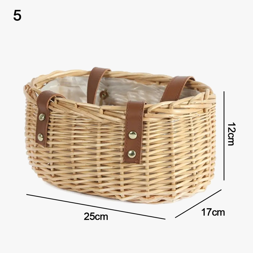 Braided basket in half-moon rattan with robust handle - view 9
