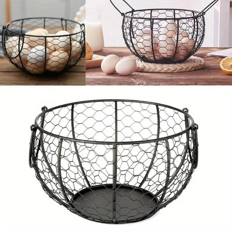 Metal egg basket for kitchen storage