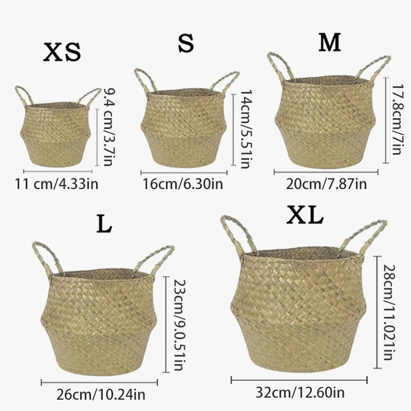 Folding rattan storage baskets with handle for various uses - view 6