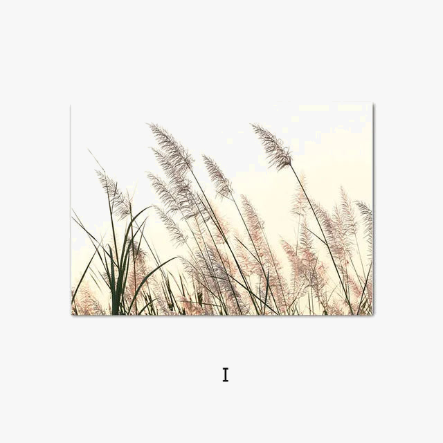 Beach landscape with seagull and reed wall decor