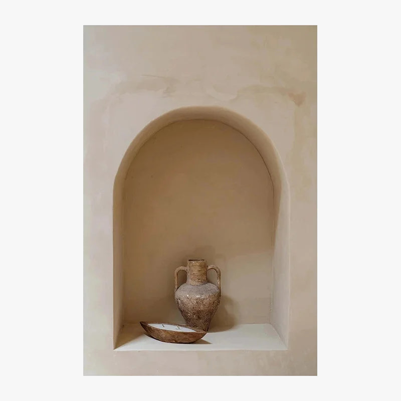 Abstract painting with classic vase and decorative still life