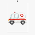Wall painting fire truck ambulance for children