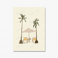 Wall painting of lemon fruits summer decor under palm trees