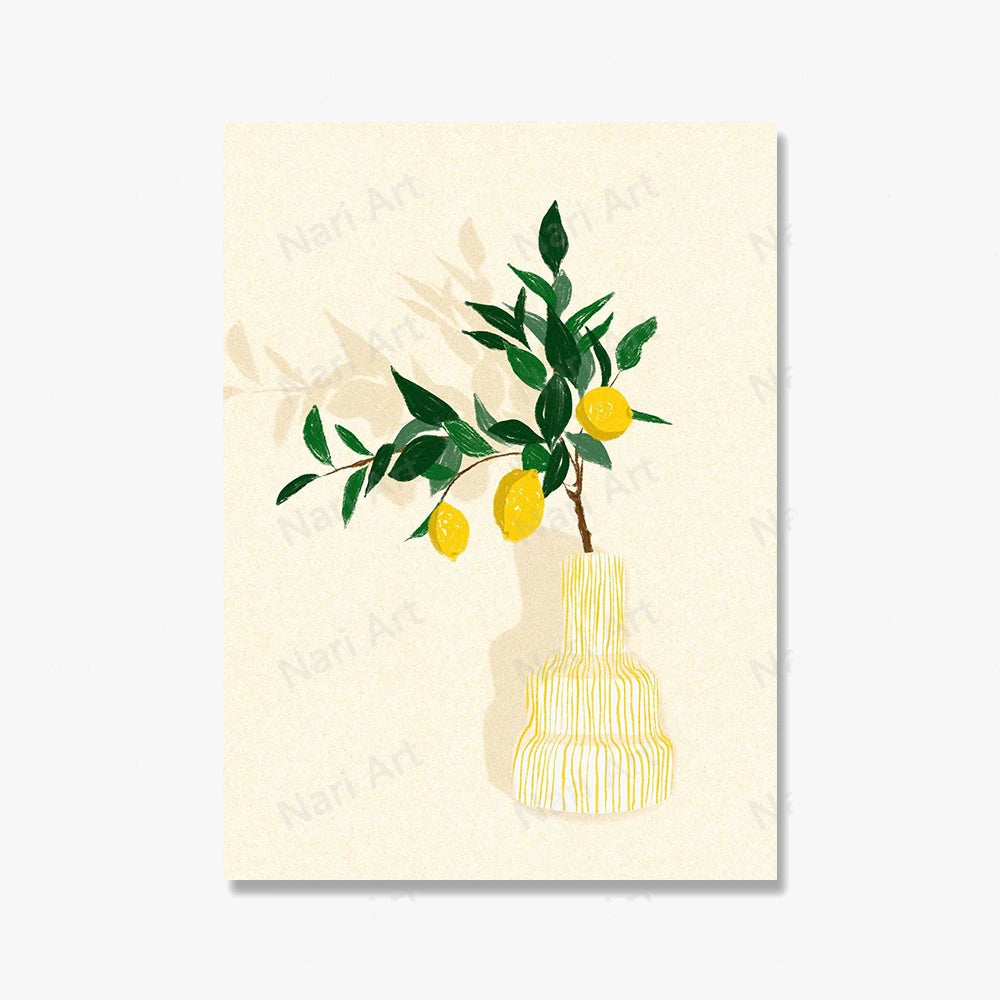 Wall painting lemon fruits vacation summer under palm trees