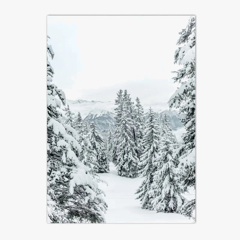 Wall painting canvas with fox owl deer in winter