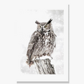 Nordic Painting of a Deer and Owl in a Sunlit Snowy Forest